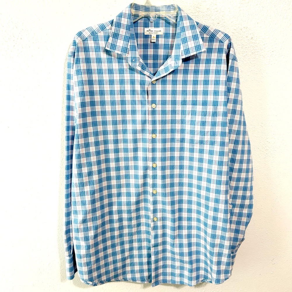 Peter Millar plaid long sleeve button down large